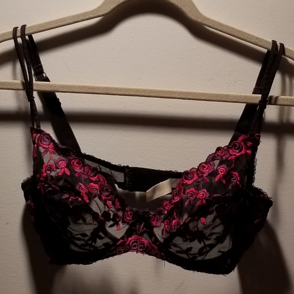 🍁🌺La Vie En Rose Roselle vintage Y2K lace with rose patterned underwire bra